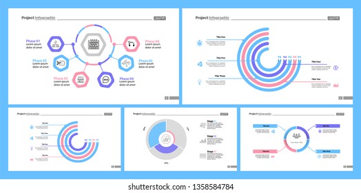 Set of workflow and strategy concept infographic charts. Business diagrams for presentation slide templates. For corporate report, advertising, banner and brochure design.