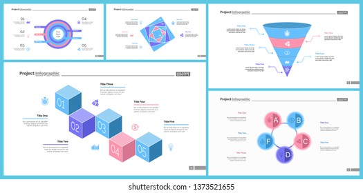 Set of workflow and strategy concept infographic charts. Business diagrams for presentation slide templates. For corporate report, advertising, banner and brochure design.
