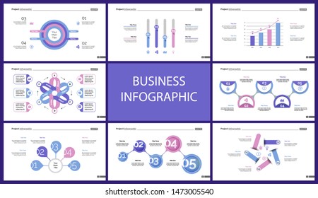 Set of workflow and strategy concept infographic charts. Business diagrams for presentation slide templates. For corporate report, advertising, banner and brochure design.