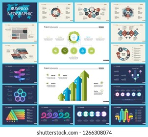 Set of workflow or teamwork concept infographic charts. Business diagrams for presentation slide templates. For corporate report, advertising, banner and brochure design.