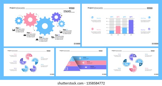 Set of workflow or teamwork concept infographic charts. Business diagrams for presentation slide templates. For corporate report, advertising, banner and brochure design.