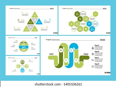 Set of workflow or teamwork concept infographic charts. Business diagrams for presentation slide templates. For corporate report, advertising, banner and brochure design.