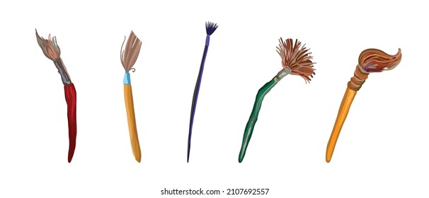 Set of working brushes for the artist