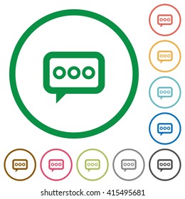 Set of Working chat color round outlined flat icons on white background