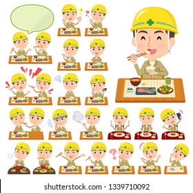 A set of working man about meals.Japanese and Chinese cuisine, Western style dishes and so on.It's vector art so it's easy to edit.
