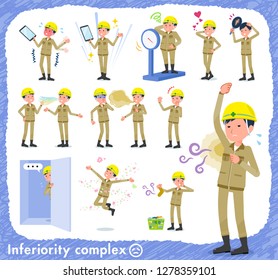 A set of working man on inferiority complex.There are actions suffering from smell and appearance.It's vector art so it's easy to edit.