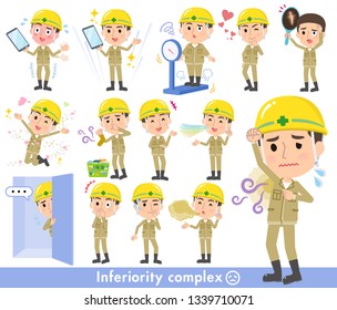A set of working man on inferiority complex.There are actions suffering from smell and appearance.It's vector art so it's easy to edit.
