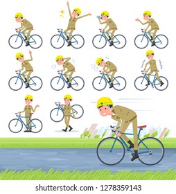 A set of working man on a road bike.There is an action that is enjoying.It's vector art so it's easy to edit.