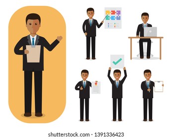 Set of working people on white background. Businessman in flat design people characters.