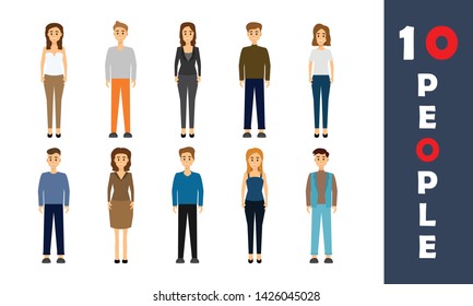 Set of working people standing on white background. Businessman and businesswoman in flat design characters. Business and people concept. Vector illustration.