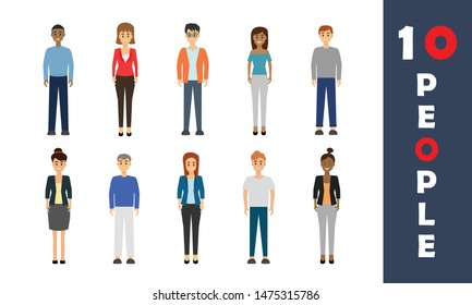 Set of working people standing on white background. Businessman and businesswoman in flat design characters. Business and people concept. Vector illustration.