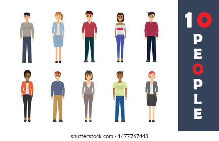 Set of working people standing on white background. Businessman and businesswoman in flat design characters. Business and people concept. Vector illustration.