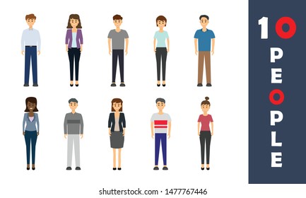 Set of working people standing on white background. Businessman and businesswoman in flat design characters. Business and people concept. Vector illustration.