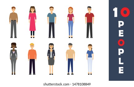 Set of working people standing on white background. Businessman and businesswoman in flat design characters. Business and people concept. Vector illustration.