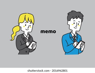 A set of working people taking notes
