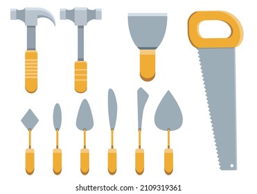 set of working tools for construction vector illustration