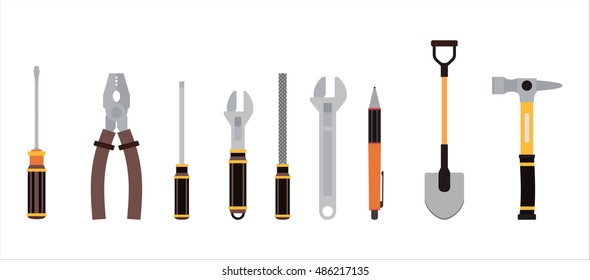 set of working tools vector icon