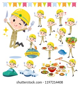 A set of working women on food events.There are actions that have a fork and a spoon and are having fun.It's vector art so it's easy to edit.