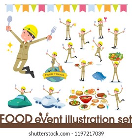 A set of working women on food events.There are actions that have a fork and a spoon and are having fun.It's vector art so it's easy to edit.