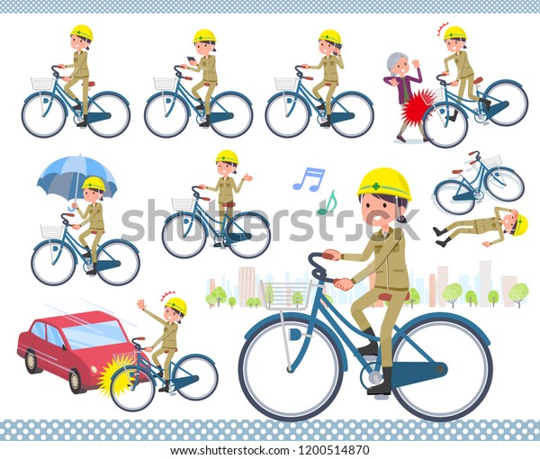A set of working women riding a city cycle.There\
are actions on manners and troubles.It\'s vector art so it\'s easy to\
edit.