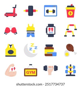 Set of Workout Flat Icons

