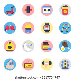 Set of Workout Flat Icons

