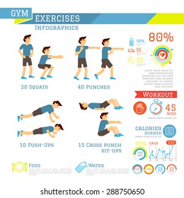 Set Of Sport Exercises. Exercises With Free Weight. Exercises In A