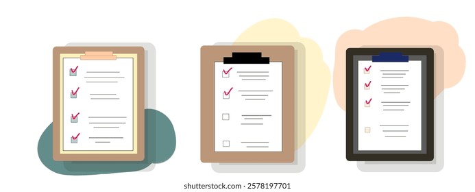 set of worksheet paper with a red checklist on it. business plan sheet