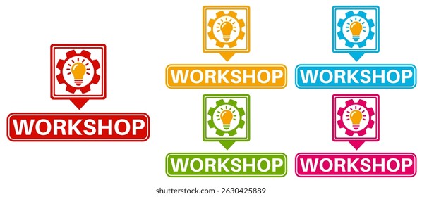 set workshop badge labels icon. Business and entrepreneurship sign symbol design sticker template vector illustration