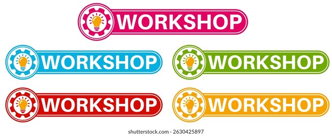 set workshop badge labels icon. Business and entrepreneurship sign symbol design sticker template vector illustration