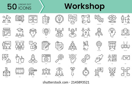 Set of workshop icons. Line art style icons bundle. vector illustration