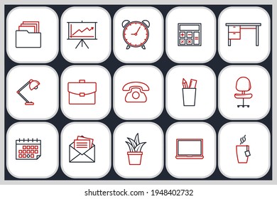 Set of workspace icon. office workspace pack symbol template for graphic and web design collection logo vector illustration
