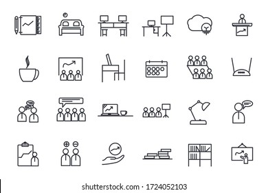 set workspace icon template for graphic and web design collection. Office pack symbol logo vector illustration