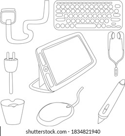set of workspace tools pattern outline design