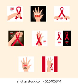 Set World AIDS Day. 1st December World Aids Day poster.