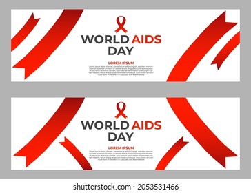 set of world aids day banners template design