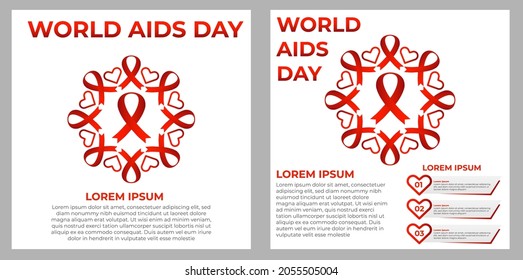 set of world aids day social media post design