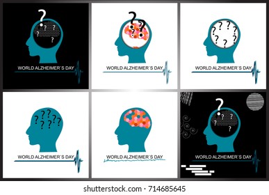Set of world alzheimers day creative backgrounds. 