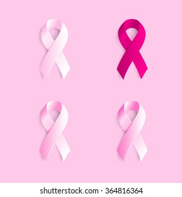 Set of world Cancer Day logo. Ribbon pink logos.