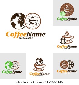 Set of World Coffee Logo Design Template. Coffee logo concept vector. Creative Icon Symbol