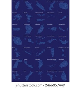 Set of World Dependencies or other territories Dotted Map 
