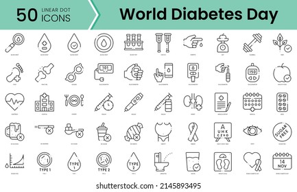 Set of world diabetes day icons. Line art style icons bundle. vector illustration