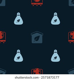 Set World Earth day, Eco friendly house and Garbage bag on seamless pattern. Vector