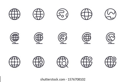 Set Of World, Earth, Global  Vector Icon Illustration