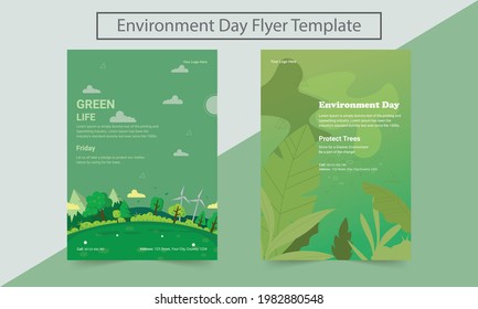 Set of World Environment Day Flyers, Posters. Environmental problems and environmental protection. Flat vector illustration.