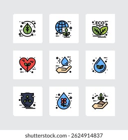 Set world environment day Icons