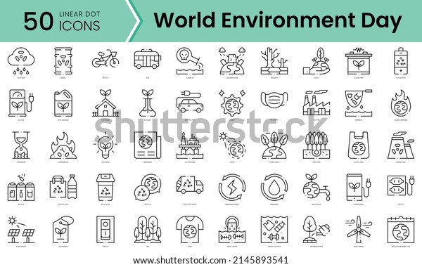 Set of world environment day icons. Line art\
style icons bundle. vector\
illustration