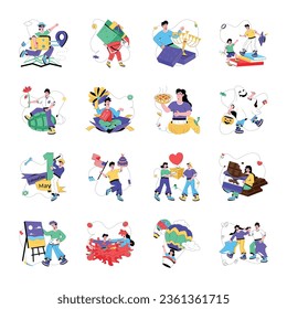 Set of World Festivals Flat Illustrations 

