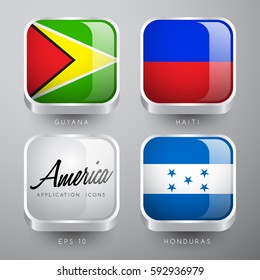 Set of World Flag Application Icons :  Vector Illustration