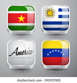Set of World Flag Application Icons :  Vector Illustration